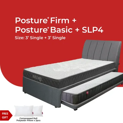 (FULL SET PULL OUT BED) Goodnite SLP4 Super Single Top +Single Bottom Pull Out Bed Frame + 3.5 Posture Firm + 3 Posture Basic Mattress