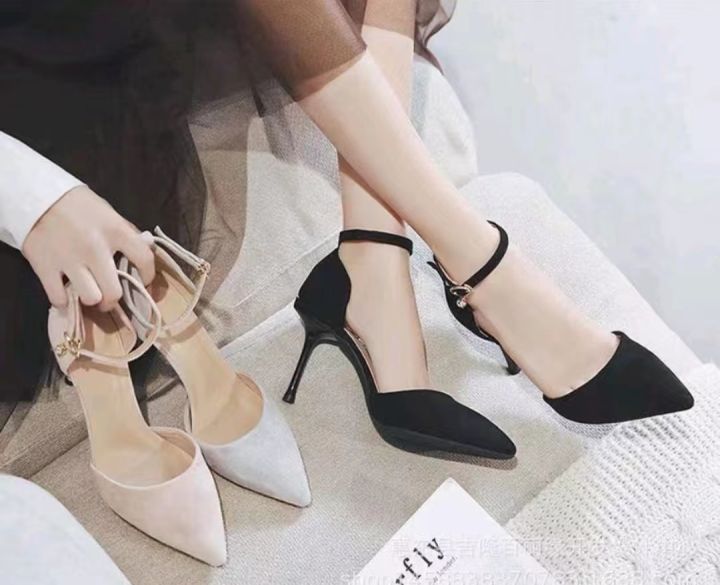 Buy Korean Suede High Heels Sandals 3 Inches online | Lazada.com.ph