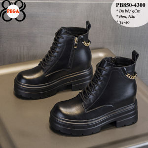 Bốt Nữ Kéo Khoá Da Thật Đế Cao 9CM PB850-4300