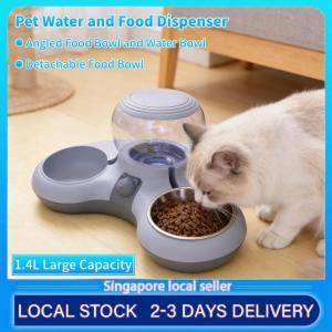 Cat bowl Dog bowl automatic drinking and feeding one double bowl cat food bowl drinking bowl pet supplies