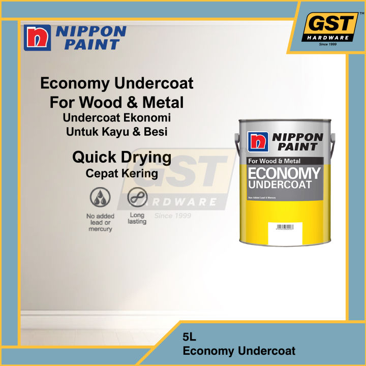 5L  Nippon Paint Economy Undercoat Paint for Wood and Metal Undercoat Metal Cat Undercoat Nippon Undercoat Primer Paint