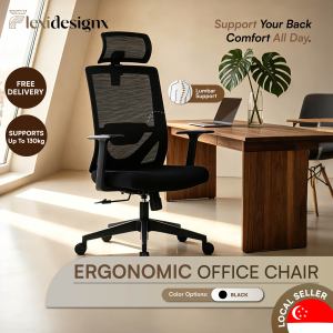 Flexidesignx JUSIT Series Ergonomic Office Chair Mesh Computer Desk Chair With Headrest Black