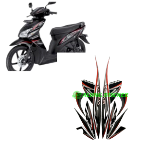 STIKER STRIPING LIS LES BODY MOTOR HONDA VARIO CW 110 KARBU 2013 FULL HITAM-MERAH