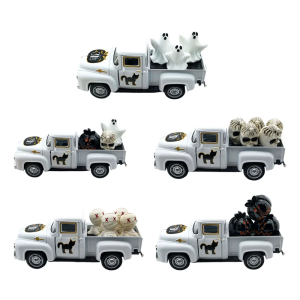 Antique Halloween Shelf Decors Metal Haunted Truck Model With Ghostly Figurines Farmhouses Accent Tiered Tray Decoration