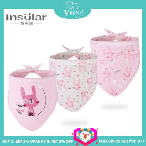 Insular 3 Cái/bộ Yếm Trẻ Em Khăn Bandana Khăn Nước Bọt Cho Trẻ Sơ Sinh Chất Lượng Cao 100% Cotton Cho Bé Trai Và Bé Gái