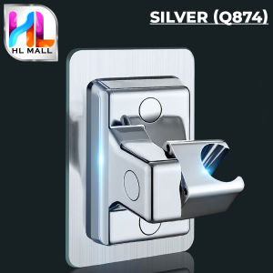 HL MALL No Drill Showerhead Bracket Adjustable Wall Mounted Shower Head Holder for Bathroom Accessories - Silver (Q874) / Black (Q875)