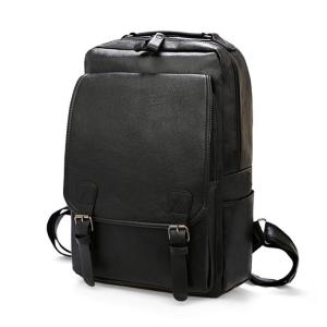 Black Leather Laptop Backpack for Men Women Travel Bag School College for Student Computer Rucksack for Work Fits