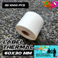 Klik-Beli Kertas Thermal Sticker 60x30 mm Isi 1000 Pcs/Roll Kertas Tempel Print Resi Label Paper Barcode. 