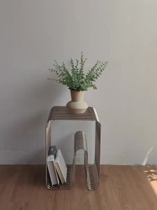 xpkQ Stainless Steel Small Coffee Table Nordic Simple Modern Creative Living Room Sofa Side Table Geometric Book Storage Shelf 6B2Z9