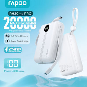 Rapoo RH20ms Pro 20000mAh Powerbank Built In Cable 22.5W Super Fast Charge Ultra-Compact