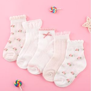 10Pcs Ruffle Top Floral Kid Socks Breathable Cotton Children Low Cut School Ankle Soft Lace For Girl LA