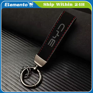Luxury Suede Leather Keychain Logo BYD Keyrings for BYD Tang Han DM Atto 3 Seal Dolphin Car Keychain Accessories