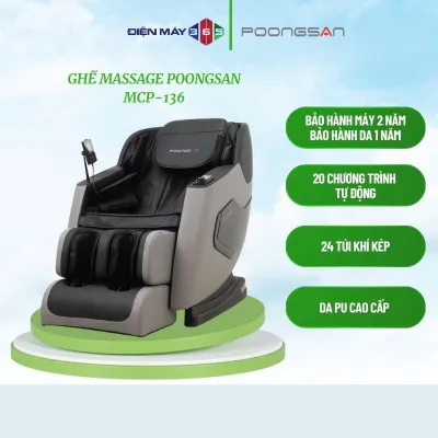 Poongsan MCP-136 - Ghế Massage chuyên sâu - 20 chương trình tự động - Điều khiển thông minh