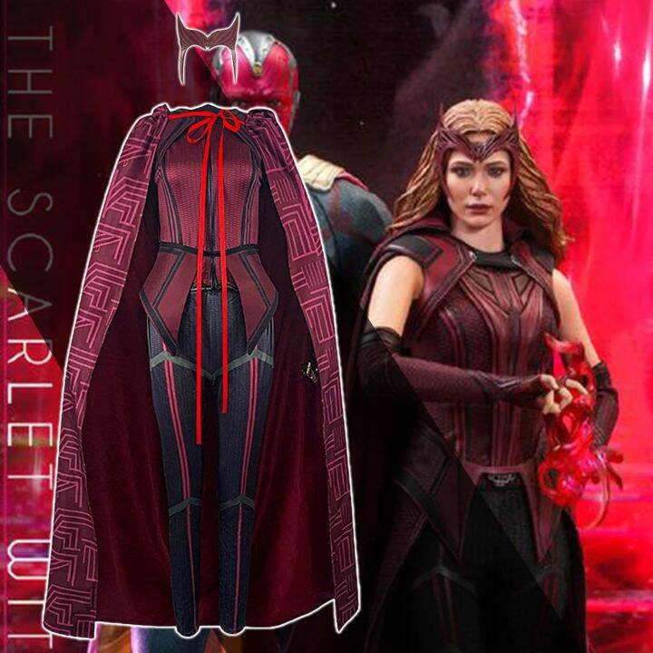 Cafele Wanda Vision Scarlet Witch Cosplay Costume For Women Carnival Suit Mask Custom Made