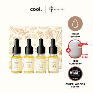 Pristine Signature Aroma Concentrate 4-Pack Set | Award Winning Scents | Essential Oil | With Mini Humidifier | 10ml