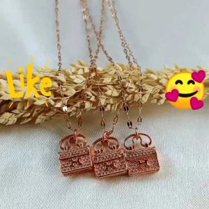 Kalung Anti Karat Titanium Wanita Korea Tas Nikita Import Rosegold