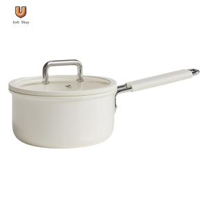 White Ceramic Nonstick Saucepan Easy To Clean Small Cooking Pot for Restaurant Household Cooking [Ueb Shop]