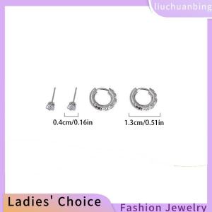 [COD] liuchuanbing Jewellery 4Pcs set Fashion Exquisite Zircon Hoop Earrings For Women Girls Daily Stud Earring Y2K Accessories Jewelry Gifts