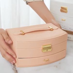 New Double layer jewelry storage drawer type jewelry jewelry earring jewelry storage gift