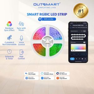 Outsmart WiFi Smart LED Strip Light RGBIC  – Dream Color Ambient Lighting App & Voice Control