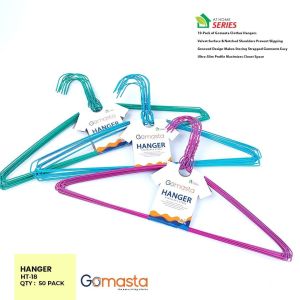 1 Pack Dus Isi 10Pcs Gantungan Baju Kawat Stainless STeel Besi Awet Anti Karat Kuning / SILVER Merk INDOMAS 555 HANGER BAJU ANAK / DEWASA Warna Warni Lucu Motif Polos