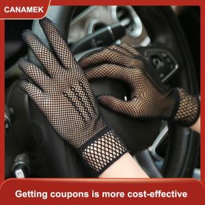 【CANAMEK 】 1 Pair Hot Sale Fishnet Mesh Glove Fashion Women Lady Girl Glove Protection Lace Elegant Lady Style Gloves Black And White