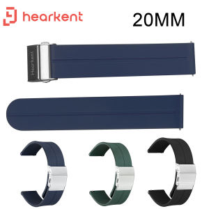 Silicone Watch Strap 20mm For Hearkent Watch Deployment Buckle Soft Sport Waterproof Black Green Blue Diving Bracelet Wrist Band2026