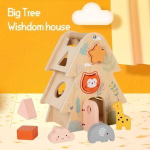 Big Tree Wisdom House Exercise Space For Hand-Eye Coordination Wooden Children Shape Animal Cognitive Early Education Toy