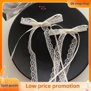 ✨QK shop✨ Sweet Long Hairpins French Lolita Lace Ribbon Tassel Bowknot Hair Clip For Women Girl Party Barrettes Headwear Accessories