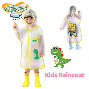 Aoduoyaya Kids Raincoat Transparent Waterproof Rain Coat Hooded Rain Reusable Cute Baby Baju Hujan Budak