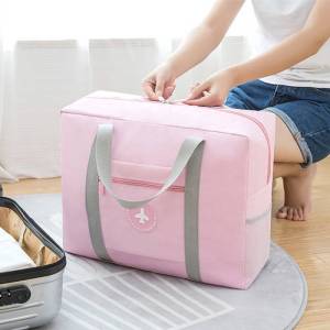 🌟  Travel Waterproof Lightweight Carry On Folding Bag日式旅行纯色小清新圆标拉杆包折叠旅行收纳袋衣物整理包