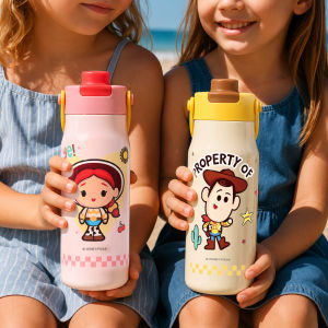 Toy Story Thermal Vacuum Flask 650ml/700ml - 6-Hour Hot & Cold Retention Anti-Slip Silicone Base Ice-Friendly Wide Opening Water Bottle with Concealed Handle - HoneyLion