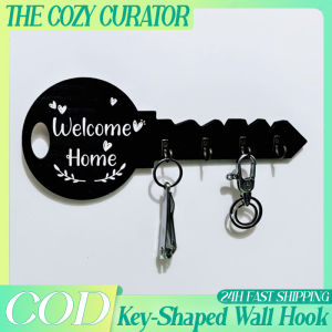 Wooden Large Key Shape Holder - Shelf & Multi-Purpose Hook Space Saving Organizer
