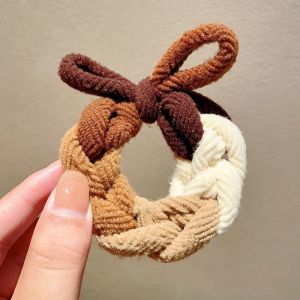 Calcenubes dày handmade tóc bện Tie với thiết kế nơ độ co giãn cao cho tóc đuôi ngựa cao thời trang và phong cách đơn giản