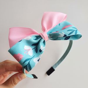 Cài tóc nơ ruy băng phối hoa cho bé gái phụ kiện tóc xinh xinh cho bé gái