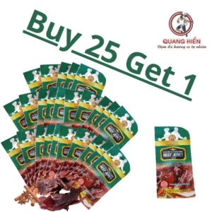 25 gói tặng 1 gói khô bò thảo mộc beef jerky herb Quang Hiển đậm đà hương vị tự nhiên gói 20gr