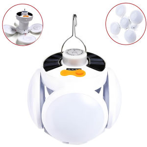 2-in-1 Solar Rechargeable Camping Fan with LED Lantern 1500mAh Portable Folding Ceiling Fan 5 Light Modes USB Charging Emergency Hurricane Power Outage Gear