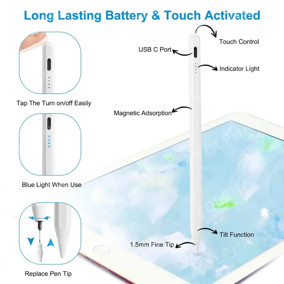 Active Pencil Battery Indicator Light Compatible with For Ipad