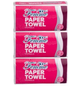 Femme Paper Towel 175 Pulls (Pack of 3) - Pink packaging - 175 pulls per pack - Household supplies - Paper & Tissue - Facial Tissues