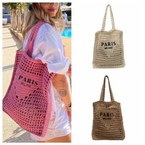 XSDDSF      ตัวอักษรสำหรับเด็ก ถุงฟางใส่ของ แฟชั่นสำหรับผู้หญิง จุได้มาก กระเป๋าโท้ทแบบสาน หวานหวานแหววว โบฮีเมียน กระเป๋าถือสำหรับชายหาด สาวๆ