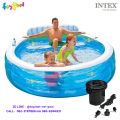 Intex ส่งฟรี สระน้ำ เป่าลม ทรงกลม แฟมิลี่เล้าน์จ 2.24x2.16x0.76 ซม. รุ่น 57190 + ที่สูบลมไฟฟ้า. 