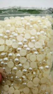 MUTIARA TINDIK WARNA BW SEBELAH HALF BEADS UKURAN 10MM KUALITAS AA WARNA BROKEN WHITE PER 50 GRAM