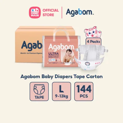 [Carton] Agabom Baby Diapers Tape NB-XL / Lampin Bayi Jenis Tape (4 Packs) 100% SAP Ultra-Thin