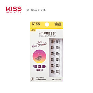 Kiss imPRESS Authentic Natural Style Faux Eyelashes - 12mm-14mm Curl 24-Hour Hold No Glue Required