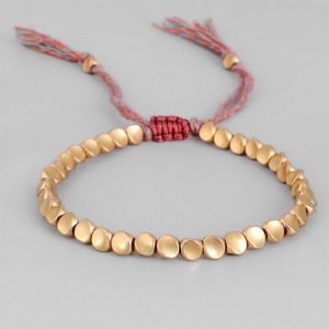 [Gnker] Handmade Tibetan Buddhist Bracelet with Copper Beads and Lucky Rope Tassels for Women and Men