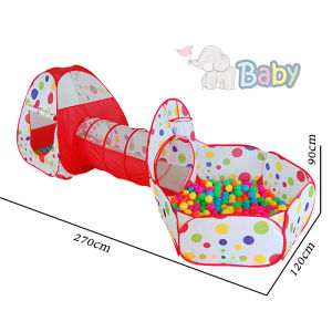 เต็นท์อุโมงค์ เต็นท์เด็ก บ้านบอล บ้านบอลสำหรับเด็ก 3 in 1 (กระโจม+อุโมงค์+บ่อบอล)ไม่รวมบอล เต็นท์อุโมงค์