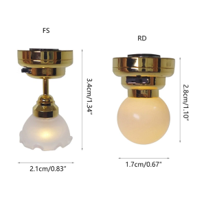 Dollhouse Scaled Furniture LED Ceiling Lamp Miniature Doll-House Accessories Retro-Dollhouse Decors Scaled Model Light