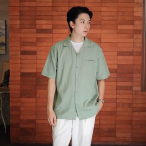 ANCSTR Kemeja Polos Linen Krinkle Oversized - Full Button