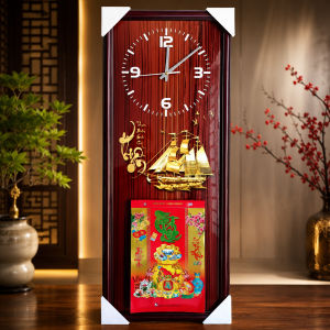 Lịch gỗ 2027 gắn đồng hồ Thuận Buồm Xuôi Gió tặng bloc lịch siêu bự 20 x 30cm khung gỗ tự nhiên