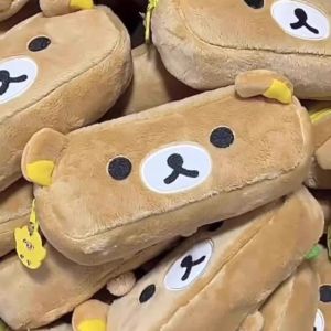 Cute Rilakkuma Pencil Bag Plush Bear Pencil Case Large Capacity Kawaii Pencil Pouch for Girls Kids Back To School Acsesories Gift